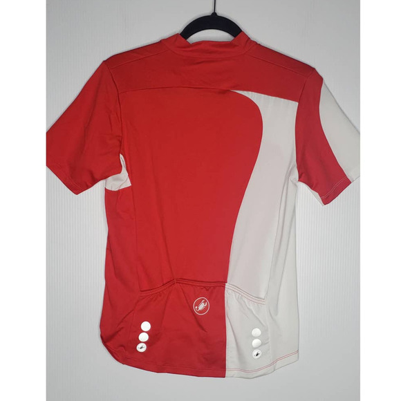 Castelli 1/4 Zip Red White Cycling Jersey Short Sleeve 3 Pocket Large Biking Top - Picture 7 of 9